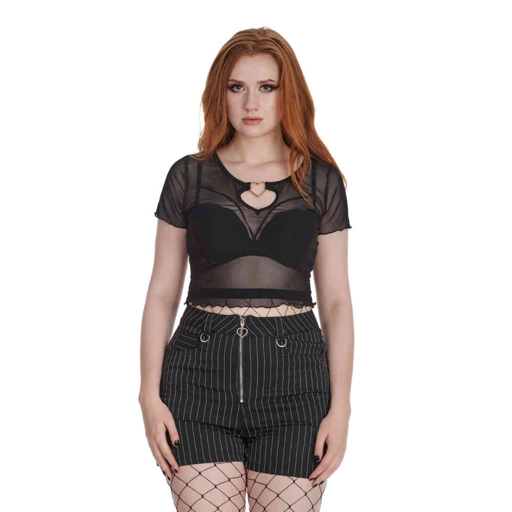Banned - Moody Melodymesh Crop top - Zwart